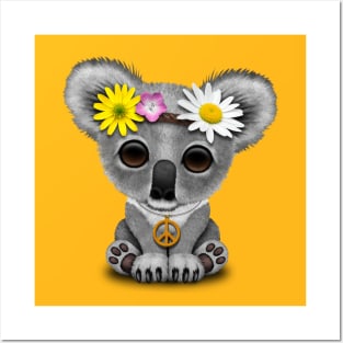 Cute Baby Koala Hippie Posters and Art